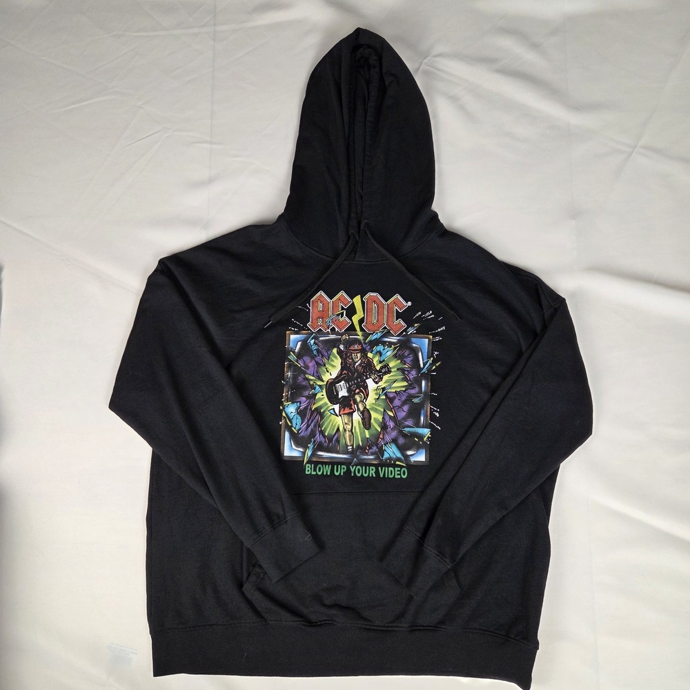 AC/DC Blow Up Your Video Graphic Hoodie Black Mens 2XL Rock Band Pullover